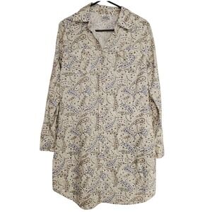 Cowgirl‎ Justice White Purple Paisley Cotton Pearl Snap Dress Collared Western M